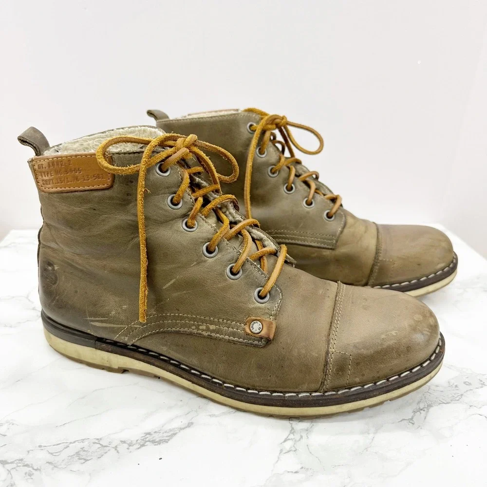 Bullboxer Distressed Leather Combat‎ Boots Mens US8/41 Gelos 5305